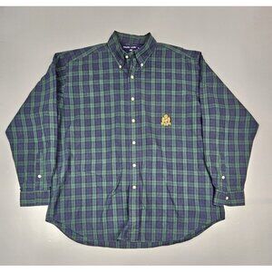 Polo Ralph Lauren Button Down Shirt Mens XL. Crest Logo Cotton Plaid VTG.‎